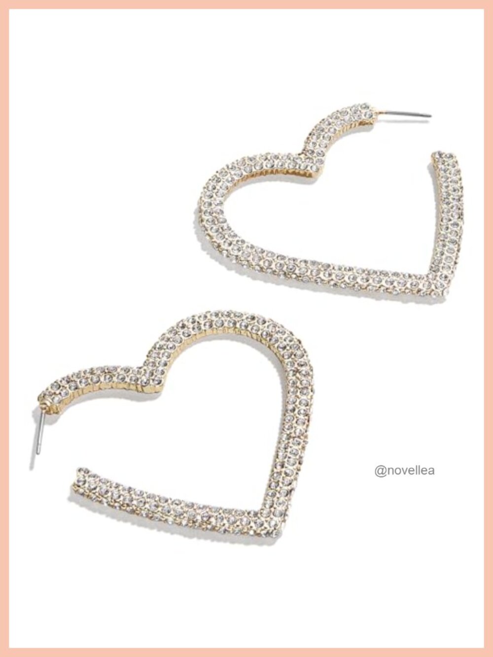 BaubleBar Gold Plated Heart Earrings Hypoallergenic Crystal